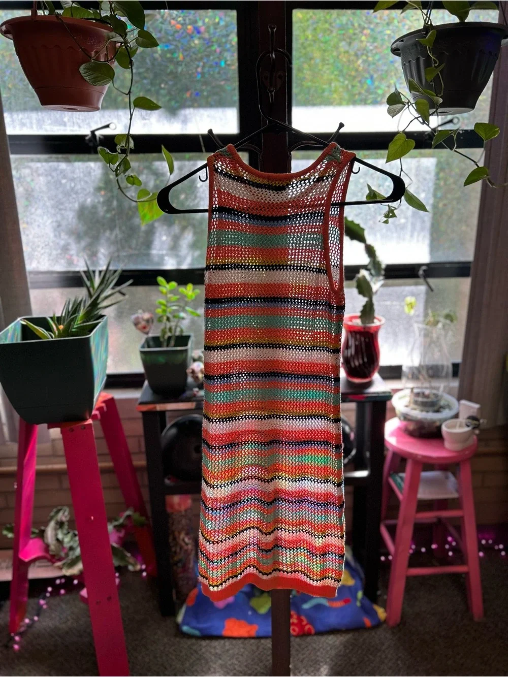 Kids Art Class Brand Multicolor Striped Knit Sleeveless Dress Size XL